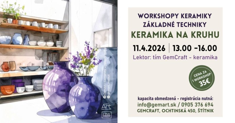 Workshop keramiky ZÁKLADNÍ TECHNIKY - Keramika na kruhu - 11.4.2026