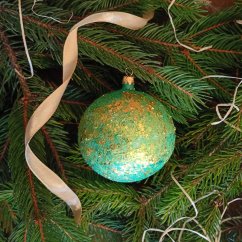 Exkluzivní zeleno-zlatá ručně foukaná koule s efektem pozlacení