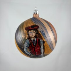 Paul Cézanne – Le Garçon au gilet rouge (Chlapec v červenej veste), zlatohnedá guľa 10 cm