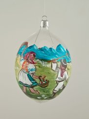 Horský folklór/Ručne maľovaná sklenená ozdoba – 11 x 8 cm