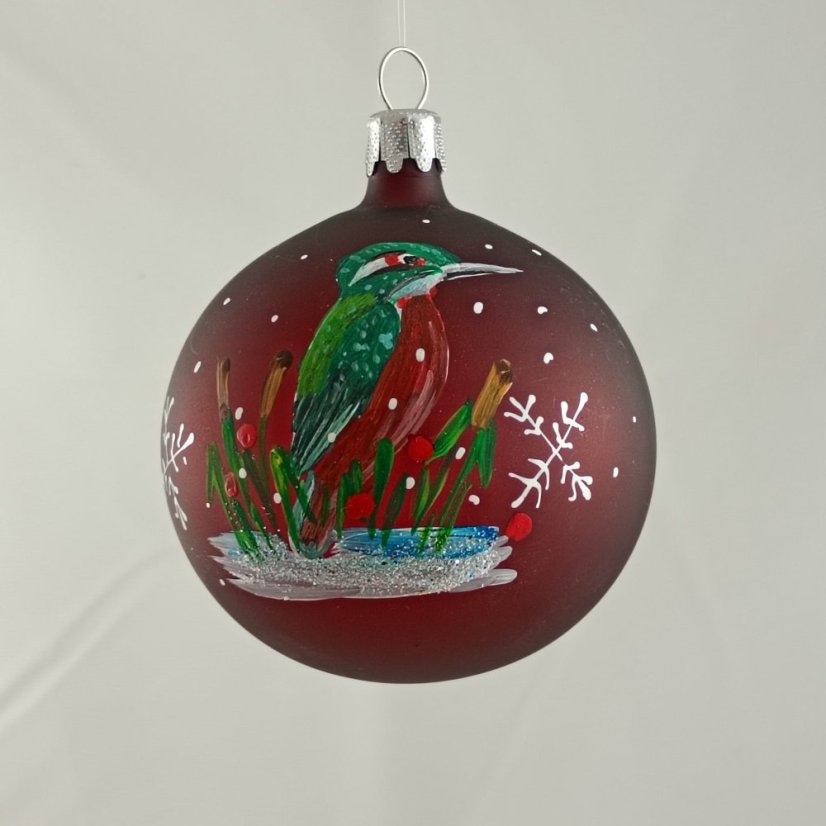 Vtáčik 12 – Rybárik riečny, ručne maľovaná guľa, 7 cm