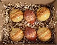 Ručně foukané vánoční koule - hnědo-zlatý mix