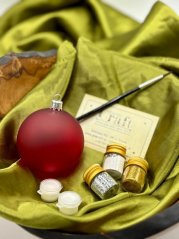 Kreativní DIY sada na zdobení skleněné koule – matná červená-KOPIE