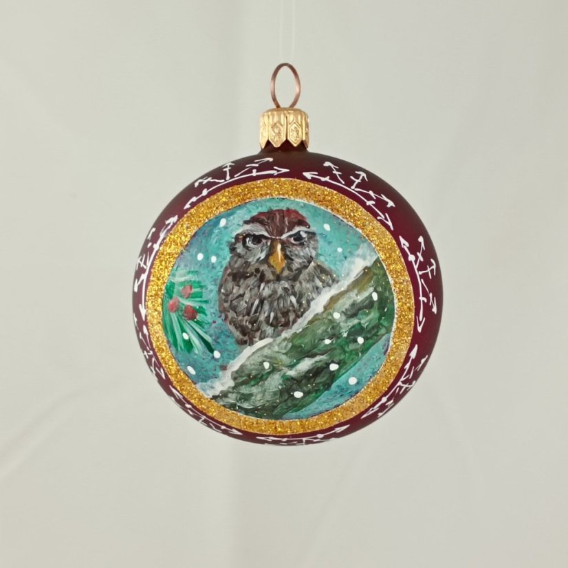 Kézzel festett üveggömb – Madárkák kollekció arany keretben