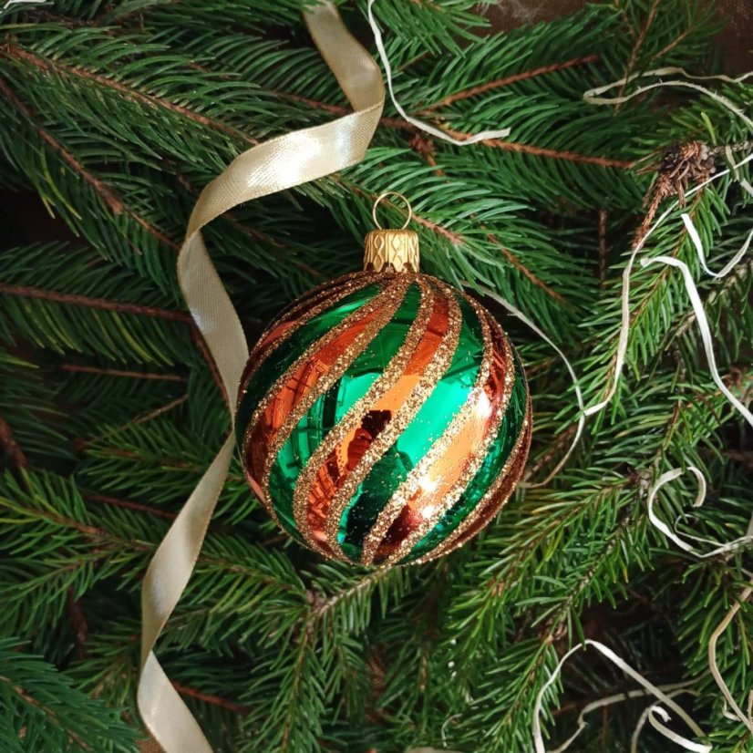 Ručně foukaná vánoční koule se vzorem