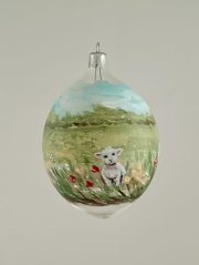 Jarná lúka/Ručne maľovaná sklenená ozdoba – 10 x 7 cm