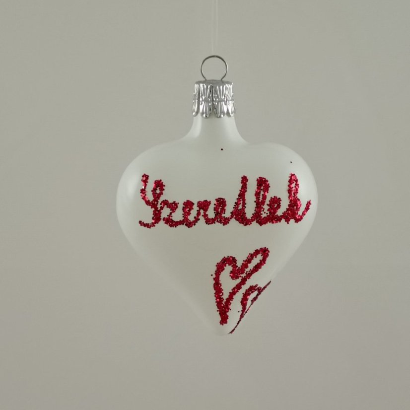 Fehér, matt Valentin-napi szív