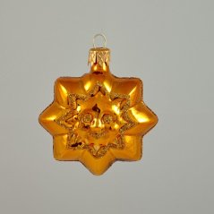 Kézzel fújt üveg napocska - arany csillag mosollyal