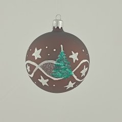 Kézzel fújt karácsonyi gömb táj mintával