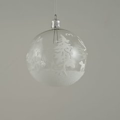 Üveges karácsonyi gömb - fehér téli táj