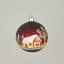 Ručně malovaná skleněná koule - Zimní vesnička / krajinka na vínově matném podkladu