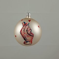 Ručne maľovaná vianočná guľa „Finger Heart“