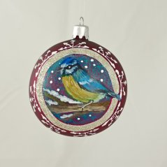 Ručně malovaná skleněná koule – Kolekce Ptáčci ve stříbrném rámu