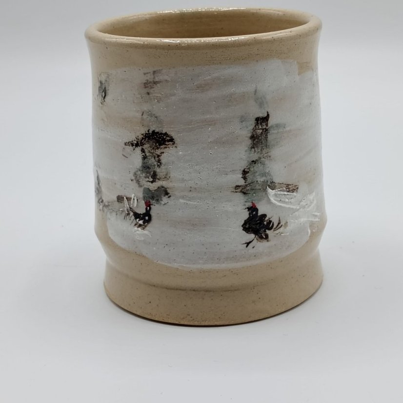 Ručně vyráběný keramický hrnek – motiv kohouta