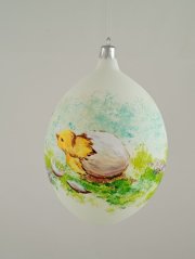 Jarná melódia/Ručne maľovaná sklenená ozdoba – 12 x 8 cm