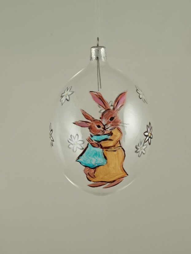 Objatie lásky/Ručne maľovaná sklenená ozdoba – 9 x 7 cm