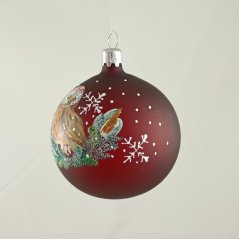 Vtáčik 9 – Sova, ručne maľovaná guľa, 7 cm