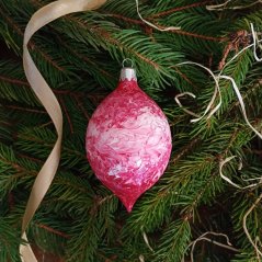 Ručně foukaná vánoční oliva se vzorem