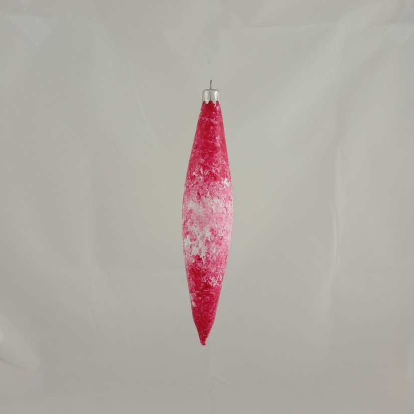 Skleněná vánoční ozdoba - červená raketa s mrazivým efektem