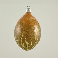 Sklenená vianočná ozdoba – oliva s maľovaným zvieracím motívom