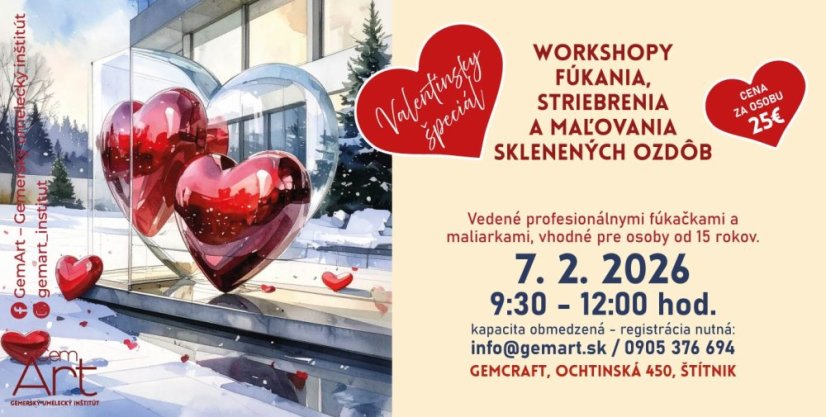 Workshop fúkania, striebrenia a maľovania skla 7.2.2026 - dopoludnia