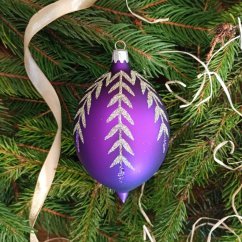 Ručně foukaná fialová vánoční oliva