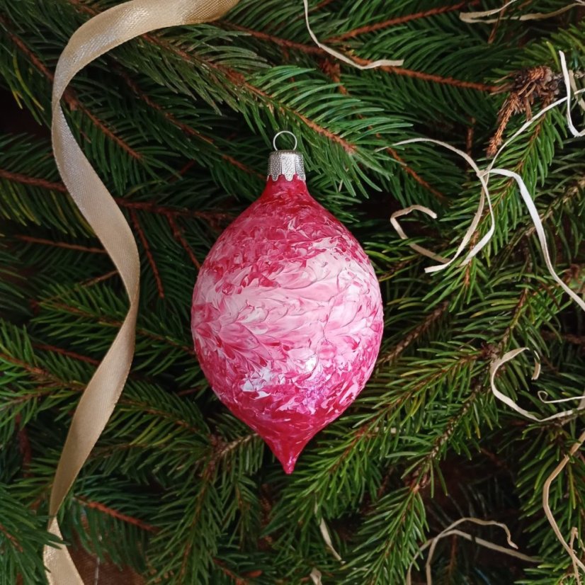 Kézzel fújt karácsonyi oliva mintával