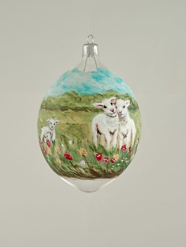 Jarná lúka/Ručne maľovaná sklenená ozdoba – 10 x 7 cm