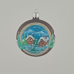 Kézzel fújt karácsonyi gömb táj mintával