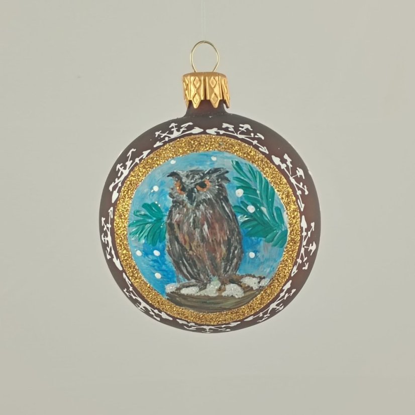 Kézzel festett üveggömb – Madárkák kollekció arany keretben