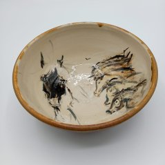 Ručně vyráběná keramická mísa – malovaný interiér