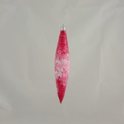Skleněná vánoční ozdoba - červená raketa s mrazivým efektem