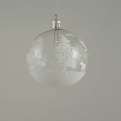 Üveges karácsonyi gömb - fehér téli táj