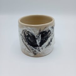 Kézzel készült kerámia bögre – absztrakt minta