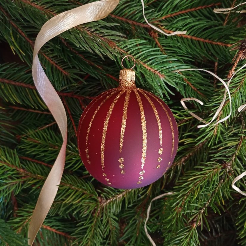 Ručně foukaná vánoční koule se vzorem