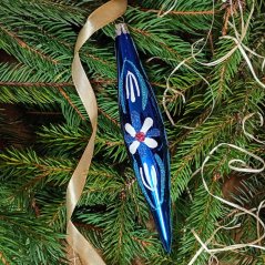 Kék karácsonyi rakéta virágmintával