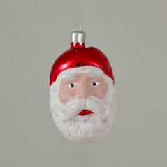 Kézzel fújt üveg dísz - Mikulás feje (piros fény, 6×4 cm)