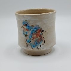 Ručně vyráběný keramický hrnek – motiv ptačí dvojice