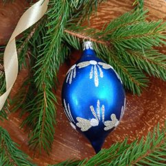 Kézzel fújt kék karácsonyi oliva egyszerű mintával