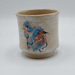 Ručně vyráběný keramický hrnek – motiv ptačí dvojice