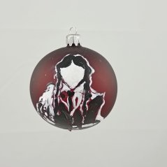 Üveggömb „Sötét lány copfokkal“ - kézzel festett, borvörös matt