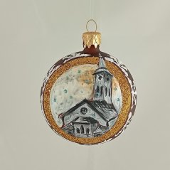 Kézzel fújt karácsonyi gömb falusi / táj mintával
