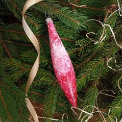 Skleněná vánoční ozdoba - červená raketa s mrazivým efektem