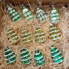 Sada sklenených vianočných ozdôb – stromčeky