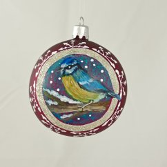 Kézzel festett üveggömb – Madárka kollekció ezüst keretben