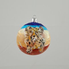 Ručně malovaná vánoční koule - Gepard na poušti