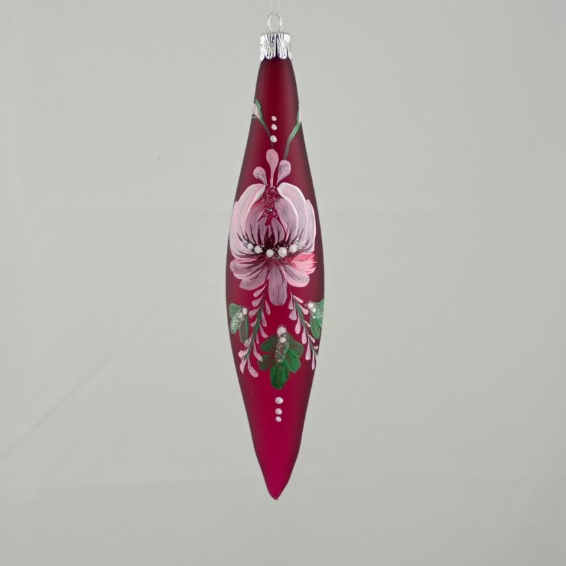 Ručně malovaná skleněná špička „Burgundská flóra“